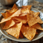 Air Fryer Tortilla Chips finished dish for recipe card