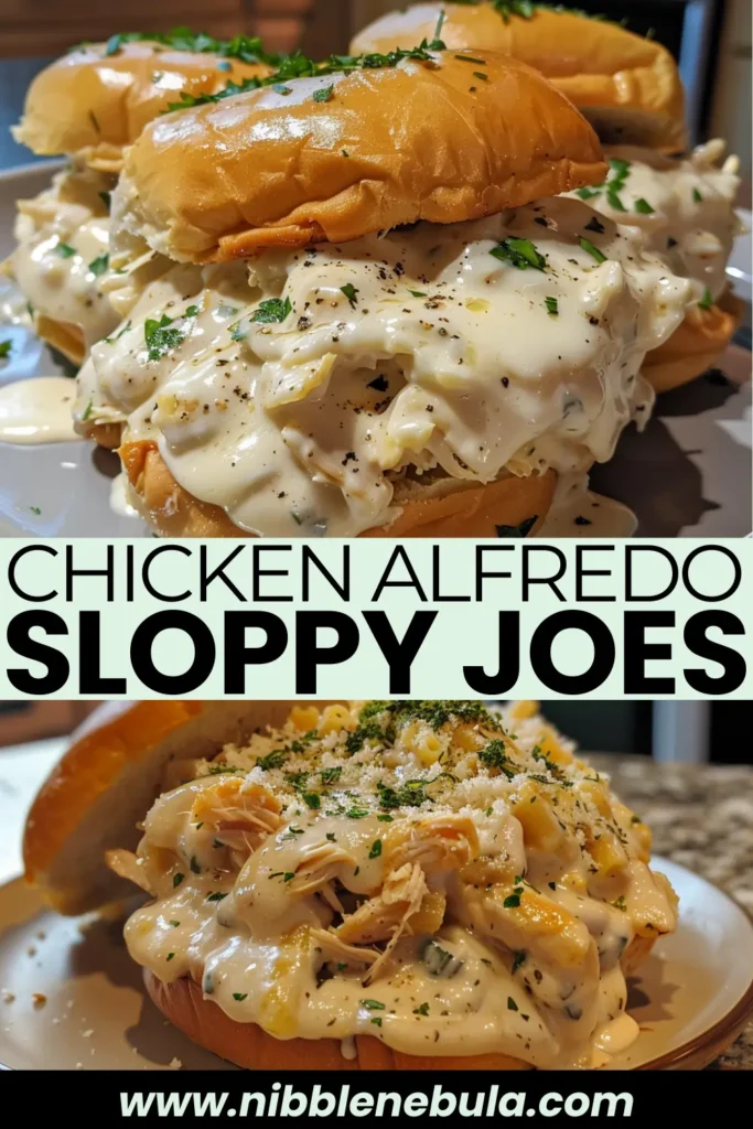 Easy homemade Chicken Alfredo Sloppy Joes ready to serve