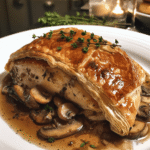 Chicken Wellington finished dish for recipe card