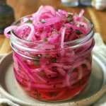 Mexican Red Pickled Onions finished dish for recipe card
