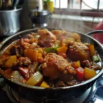 Pollo Guisado Puerto Rican finished dish for recipe card