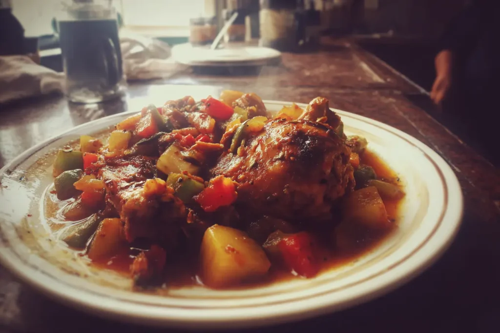 "How to make Pollo Guisado Puerto Rican — key cooking step