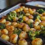 Sheet Pan Gnocchi Broccoli finished dish for recipe card