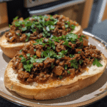 Sloppy Joe Garlic Bread finished dish for recipe card