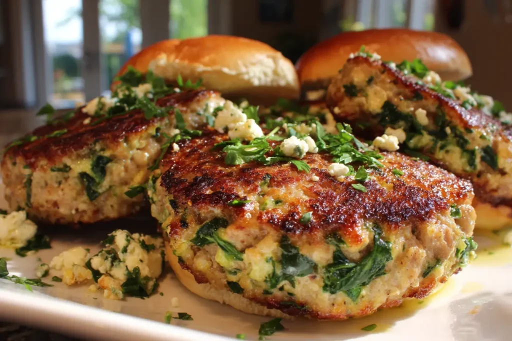 Spinach Feta Turkey Burgers — chef-tested restaurant-quality photo