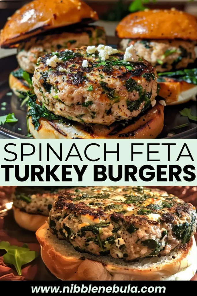 Easy homemade Spinach Feta Turkey Burgers ready to serve