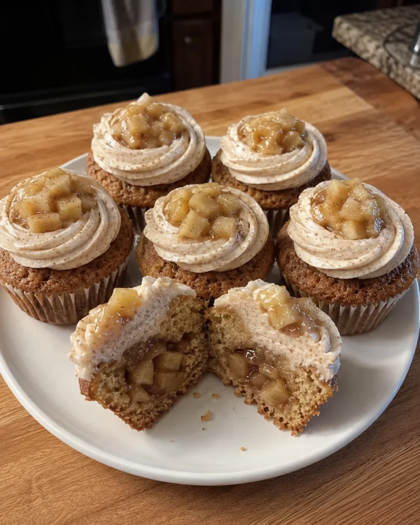 Apple Pie Cupcakes with cinnamon buttercream and chunky homemade apple filling