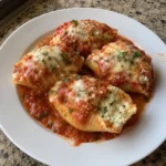 Stuffed Shells recipe baked with creamy ricotta, marinara sauce, and melted mozzarella