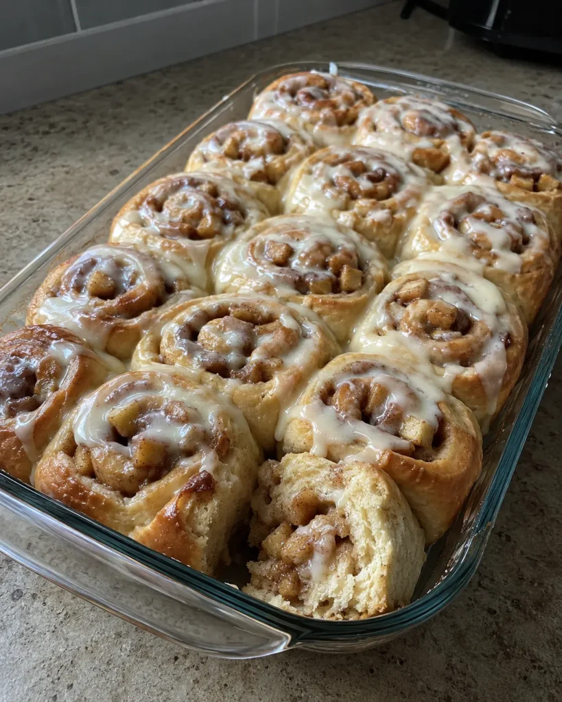 Apple Cinnamon Rolls with tender apple filling and cream cheese glaze