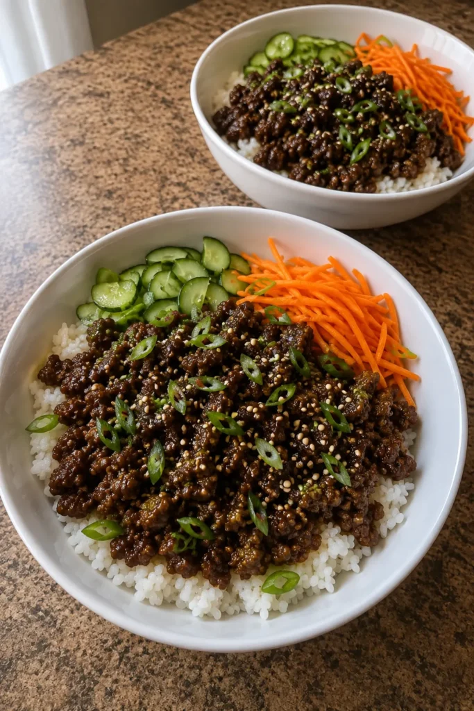 Easy Korean Ground Beef Bowl prepared for a quick family dinner