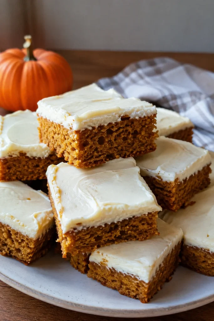 Pumpkin Bars with cream cheese frosting for an easy fall dessert