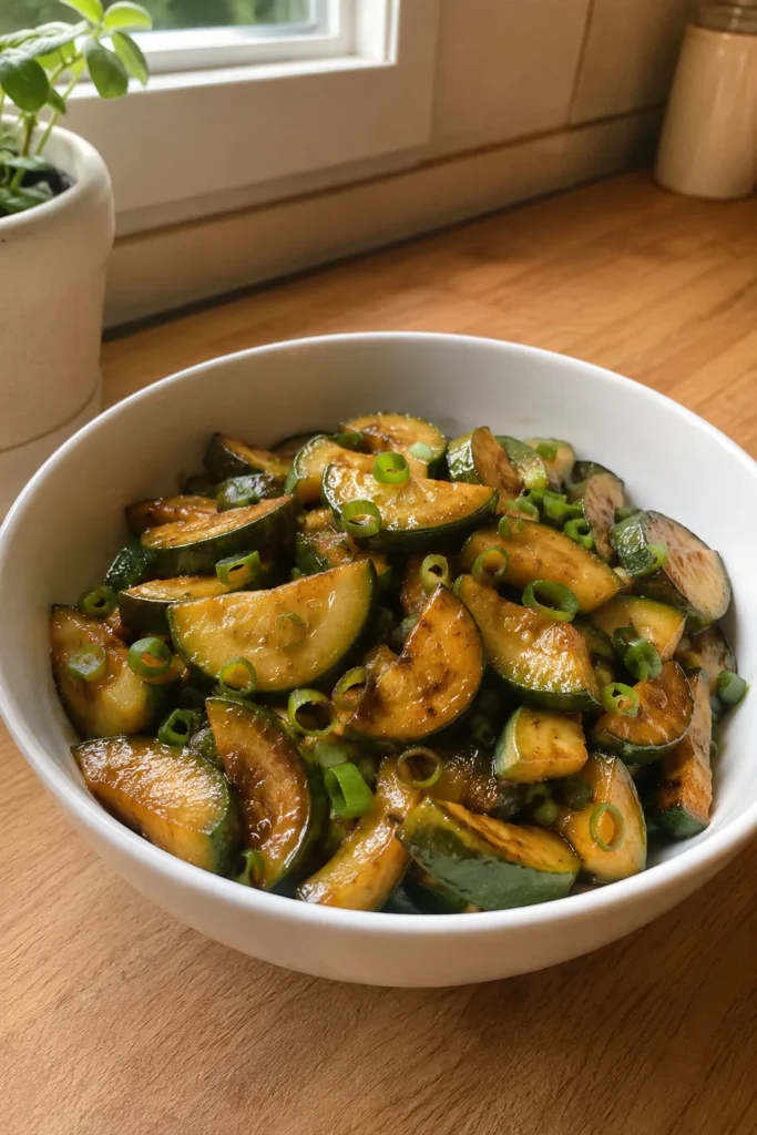 Zucchini Stir-Fry with crisp-tender zucchini and glossy savory sauce
