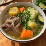 Caldo de Res Recipe served in a simple bowl with beef, vegetables, and clear broth