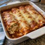 Creamy Chicken and Cottage Cheese Enchiladas with shredded chicken filling